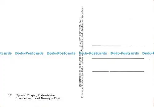 D112380 P.2. Rycote Chapel. Oxfordshire. Chancel und Lord Norreys Pew. Departme