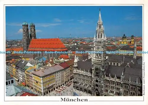 D110977 München. Marienplatz. Rathaus und Dom. Unserer Lieben Frau. Schoning. Ge