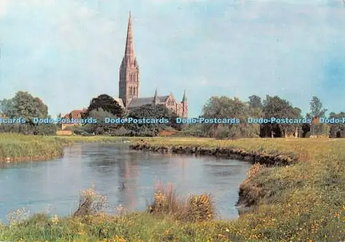 D111083 Kathedrale von Salisbury und Fluss Avon. J. Arthur Dixon. 1985