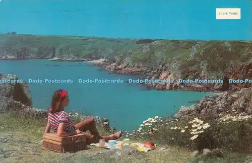 D111149 Guernsey. C.I. Blick vom Icart Point. Rex Zabiela. Fotografischer Gruß