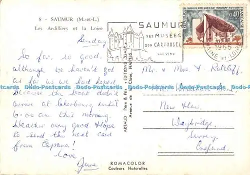 D111166 Saumur. Les Ardilliers et la Loire. Gaby. Artaud Pere and Fils. 1965