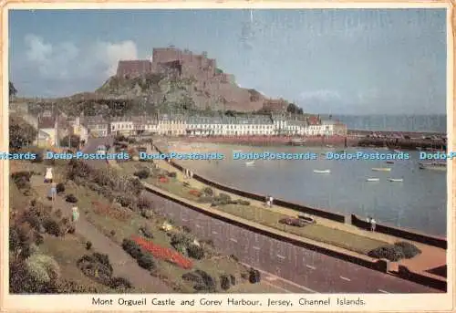 Trikot D109748. Schloss Mont Orgueil und Hafen von Gorev. Kanalinseln. Cardall.