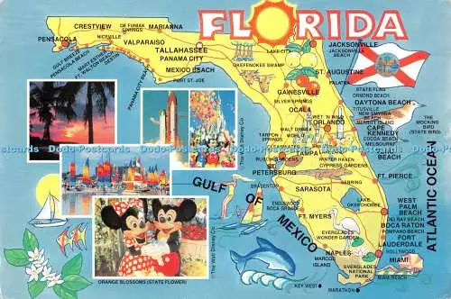 D116544 Florida. The Walt Disney. Südstaatenkarte und Neuheit. Multi View. 1993