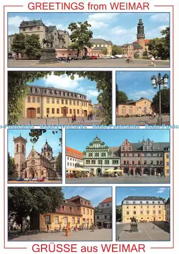 D114352 Grüße aus Weimar. Gelbes Schloss und Stadtschloss. Burghard. Multi