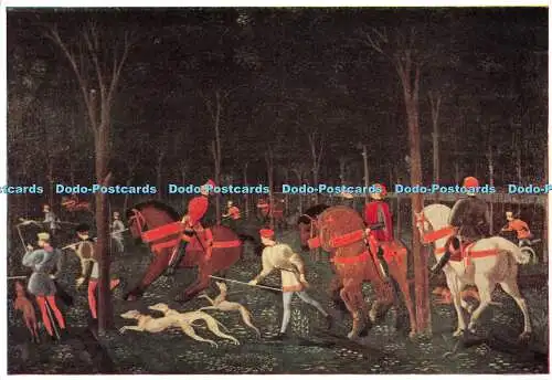 D111342 Eine Hirschjagd bei Nacht. Medici Society. Uccello. Paolo