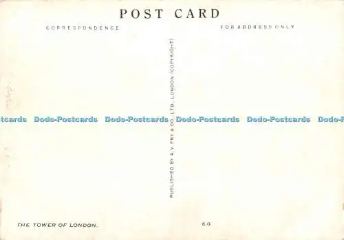 D113096 The Tower of London. A. V. Fry. Postkarte