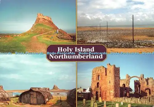 D116623 Northumberland. Holy Island. Schloss Lindisfarne. Northumbrian Postkarten