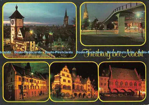 D116749 Freiburg bei Nacht. Herst. u. Verlag Schoning. Gebrüder Schmidt. Multi V