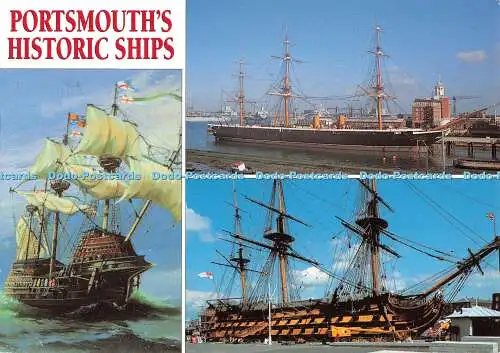 D113237 Portsmouth historische Schiffe. H. M. S Warrior. Mary Rose. J. Salmon. Multi