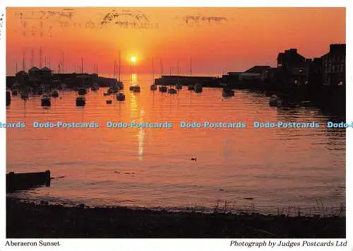 D111553 Aberaeron Sunset. Tria Aktiv. Richter Postkarten