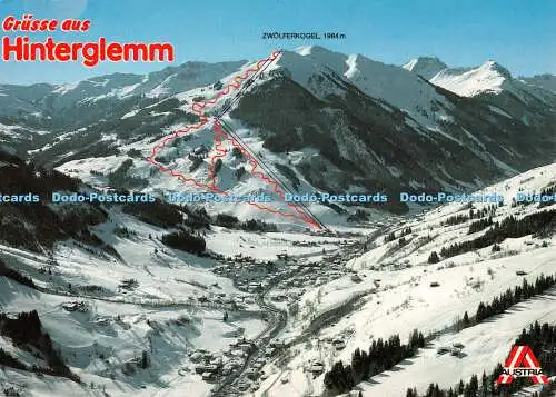 D114589 Grusse aus Hinterglemm. Internationaler Wintersportort. Alpine