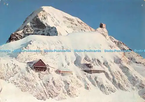 D114636 13. Jungfraujoch. Berghaus. Sphinx. Observatorium und Mönch. Jul. Burch.