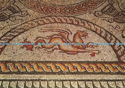 D114773 Fishbourne Roman Palace. Platte aus Delphin Mosaik. Nordflügel. Sussex A