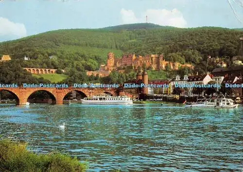 D114798 Heidelberg. Alte Brücke mit Schloss und M.S.Alida. Nr. 5. H. Grochla