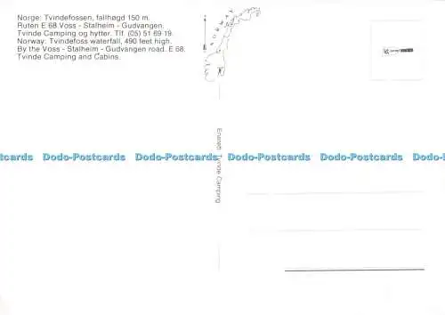 D118412 Norwegen. Tvindefoss Wasserfall. Von der Voss. Tvinde Camping