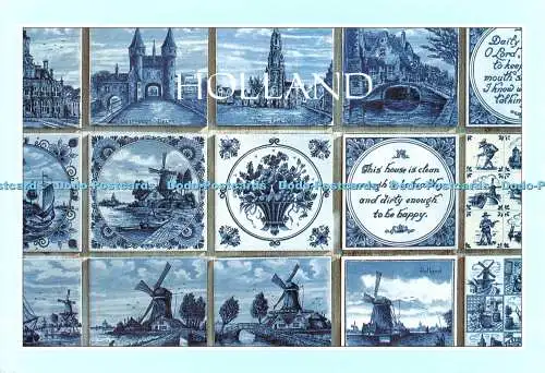 D115032 Holland. Berühmte Delfter Blaue Keramik. Siesta Karten. Multi View. 1999