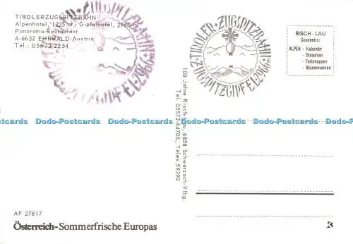 D118734 Tiroler Zugspitzbahn. Osterreich. Sommerfrische Europas. Risch Lau. Mult