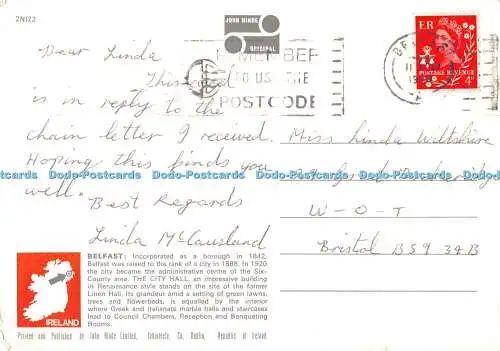 D117404 Rathaus bei Nacht. Belfast. N.I.E. Ludwig. Hinde. 1970