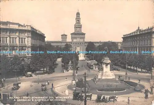 D118833 Milano. Foro Bonaparte Col Monumento A Garibaldi e Castello Sforzesco. P