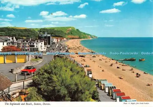 D115310 Devon. Seaton. Die Esplanade und der Strand. John Hinde. E. Nagele