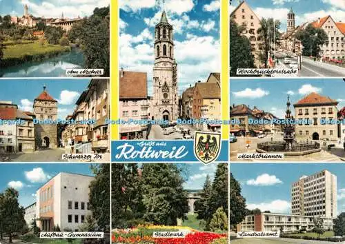 D115457 Gruss aus Rottweil. Marktbrunnen. Stadtpark. Schwarzes Tor. Schoning. Mu