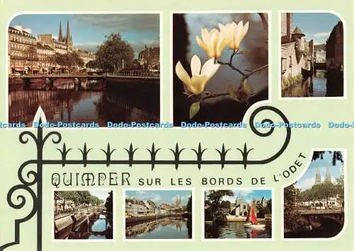 D119823 Quimper Sur les Bords de L Odet. Les Passerelles. La Cathedrale. Belles