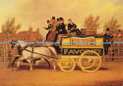 D156491 Favorite Horse Bus at Islington Green. London Transport Museum. Jarrold.