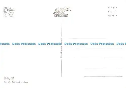 D157852 Siena. Die Kuppel. M. Romboni. Ro. Ma. S. RP