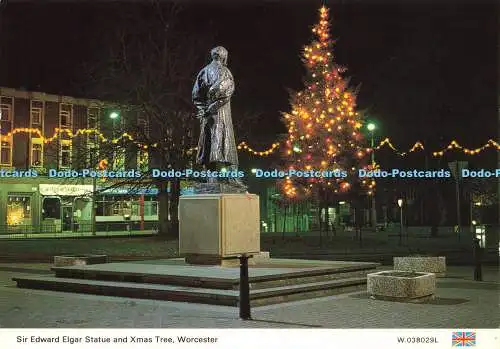 D156680 Worcester. Sir Edward Elgar Statue und Weihnachtsbaum. E. T. W. Dennis. S. Wi