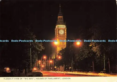 D158039 London. Flutlichtblick auf Big Ben. Houses of Parliament. Fotopräzision.