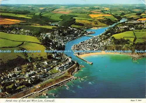 D156948 Cornwall. Luftaufnahme von Ost- und Westlooe. John Hinde. T. Snell