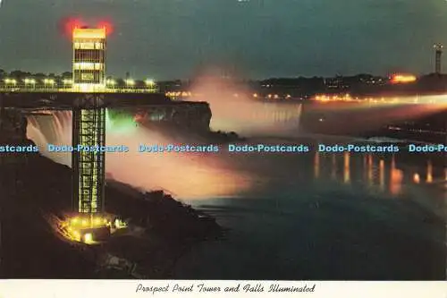 D159538 Prospect Point Tower und Wasserfälle beleuchtet. Ernest Günzburger. Curteichc
