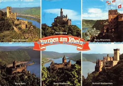 D157017 Burgen am Rhein. Burg Katz. Edmund von König. Multi View