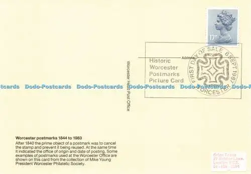 D159619 Worcester Postmarks. 1844. bis 1983. Worcester Head of Post Office