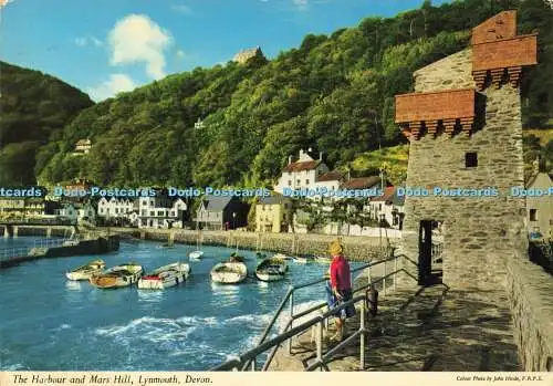 D158423 Devon. Der Hafen und Mars Hill. Lynmouth. John Hinde. 1980