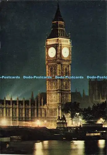 D161394 London bei Nacht. Houses of Parliament. J. Arthur Dixon. Wilfred W. Rober