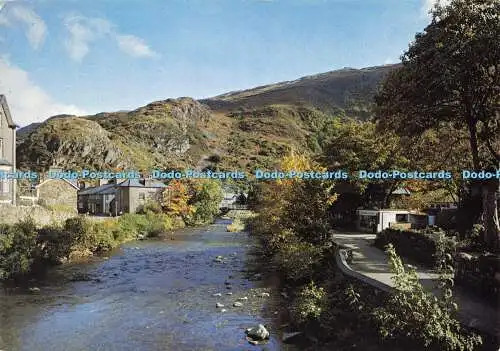 D160174 Gwynedd. Blick von der Brücke über den Fluss Colwyn bei Beddgelert. J. Ar