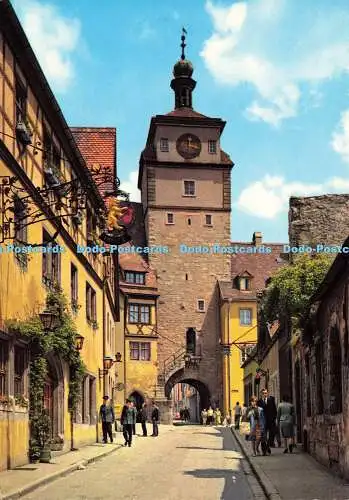 D161510 Rothenburg o. d. Tauber. Georgengasse und Weisser Turm. Krüger