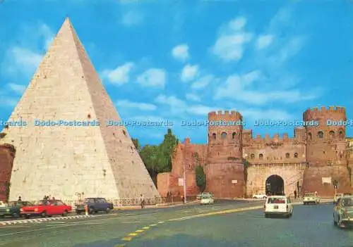 D163671 Roma. Pyramide von Caius Cestius und Paulstor. A. R. Da Fotocolor Kod
