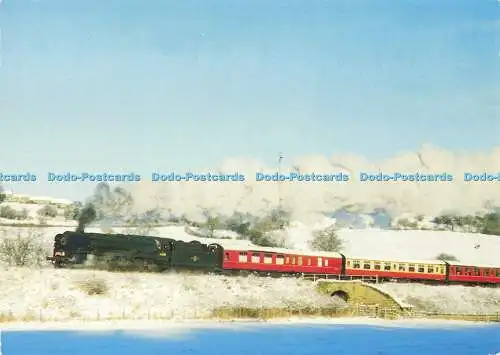 D159140 Dampf- und Schneesonne. West Country 341010 neu aufgebaut. Hartland beginnt zu klettern