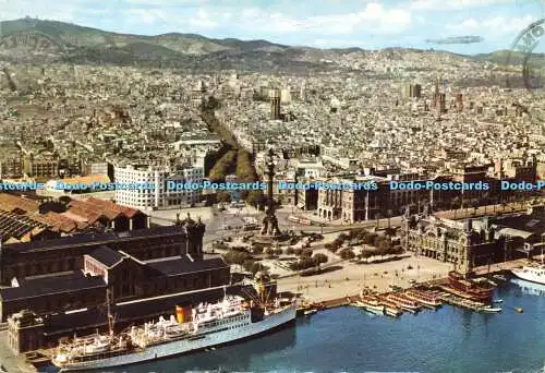 D163959 Barcelona. Blick auf die Stadt vom Meer. Talleres A. Zerkowitz. 1963