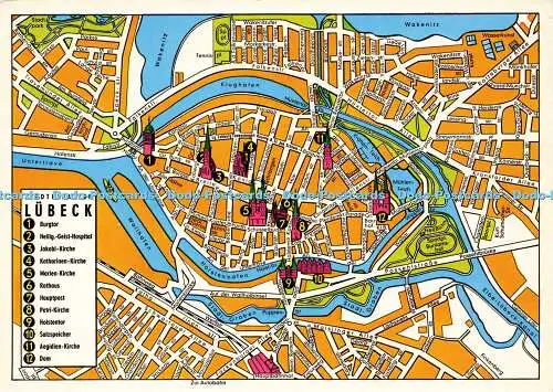 D165126 Stadtplan Von Lübeck. Hersteller und Verlag Schoning