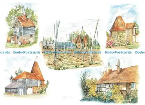 D159221 Kent Oasthouses. Richter. C. 11940. X. Ida Fermor Design. Multi View