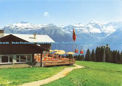 D165295 Braunwald. Gondelbahn Grotzenbuel mit Terrasse. Engadin Presse. Fred Barb