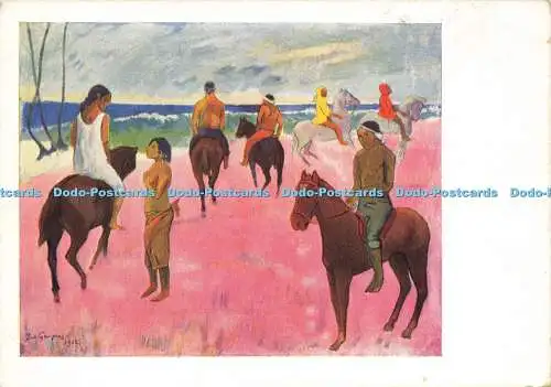 D162003 Zu Pferd am Meer. Paul Gauguin. Seemann. Nr. 407. Fr. Richter