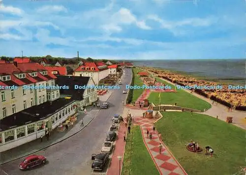 D164696 Nordseeheilbad Cuxhaven Duhnen. Strand mit Deich und Hotels. Otto Schulz