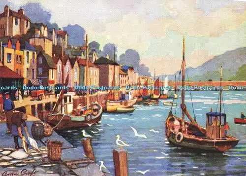 D166812 Looe. Der Hafen. A. Vivian Mansell. Kunstverlag. Serie. 101.