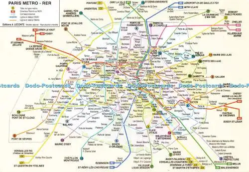 D166867 Plan du Reseau Metropolitain et du Rer. Kerl. Leconte