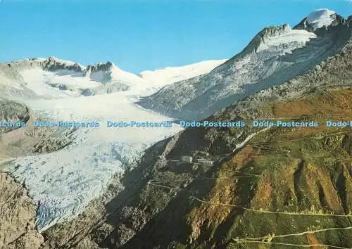 D166040 Rhonegletscher Mit Der Furkapass Straße. Fotohaus Geiger