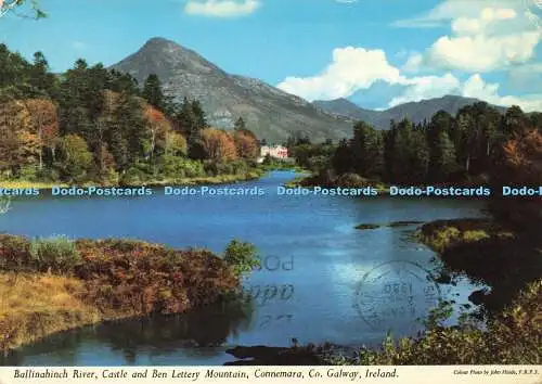 D162826 Irland. Ballinahinch River. Castle und Ben Lettery Mountain. Connemara.